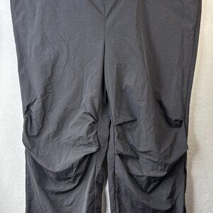 RUE Plus Parachute Pants Size 1X Black Pockets Pull Strings Y2K 100% Nylon 50x30